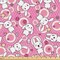 Ambesonne Anime Fabric by The Yard, Funny Kawaii Illustration Rabbits Funky Animals Bunnies Humor Print, Decorative Fabric for Upholstery and Home Accents, 2 Yards, White Pink